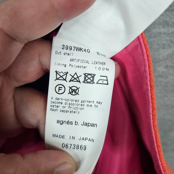 Agnes b skirt Orange Red Mini Artificial Leather Skirt Size 38 Made In Japan - Picture 6 of 9